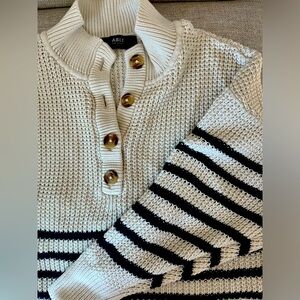 ABLE cream and navy striped sweater, XS